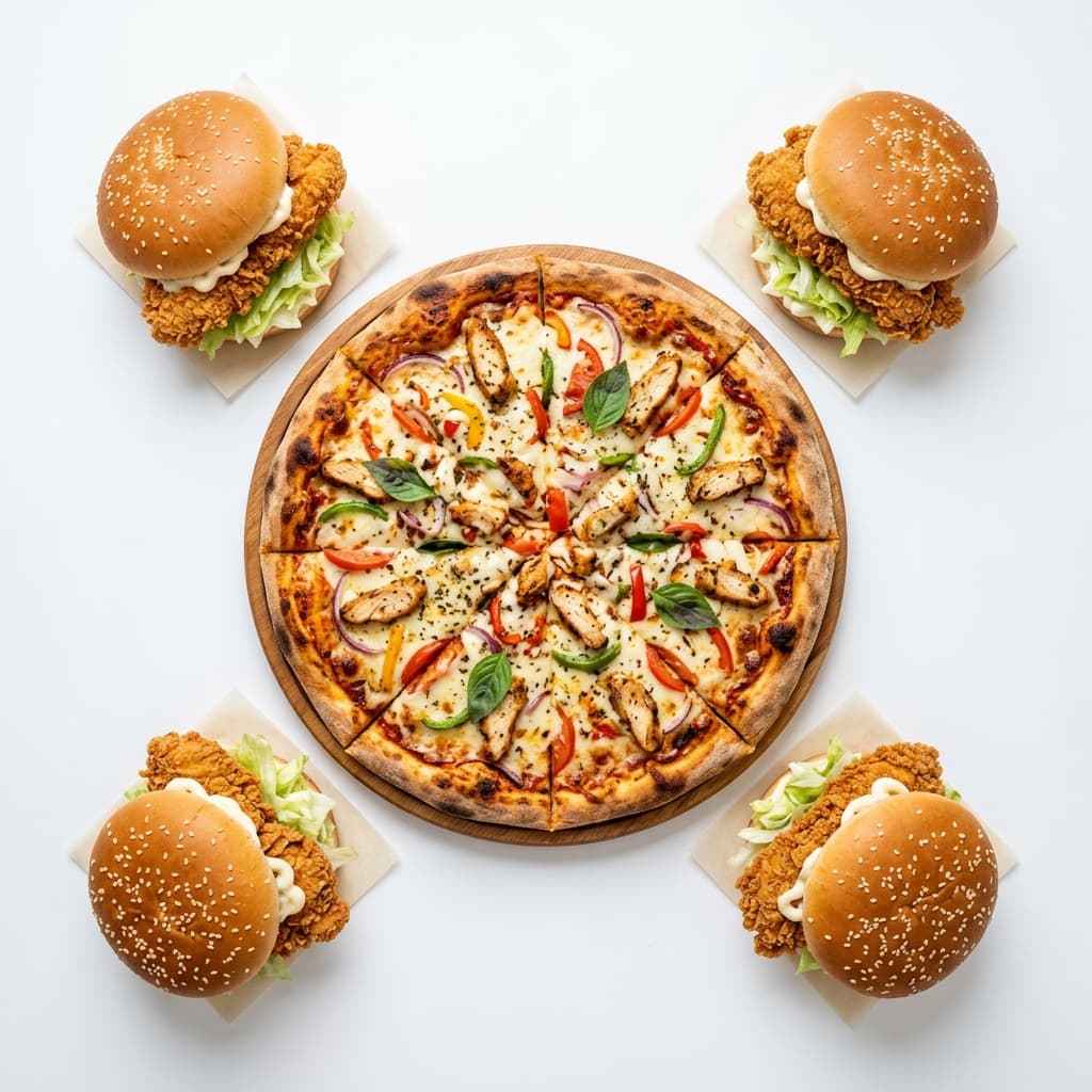 Buy 1 Large Pizza Get 4 Zinger Burger Free